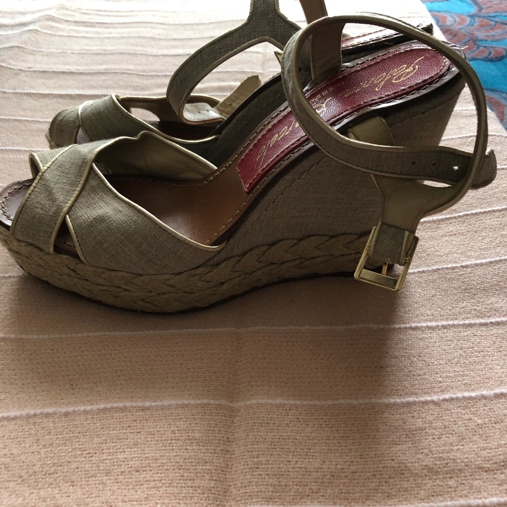Paloma Barcelo Tan Wedge Sandals
